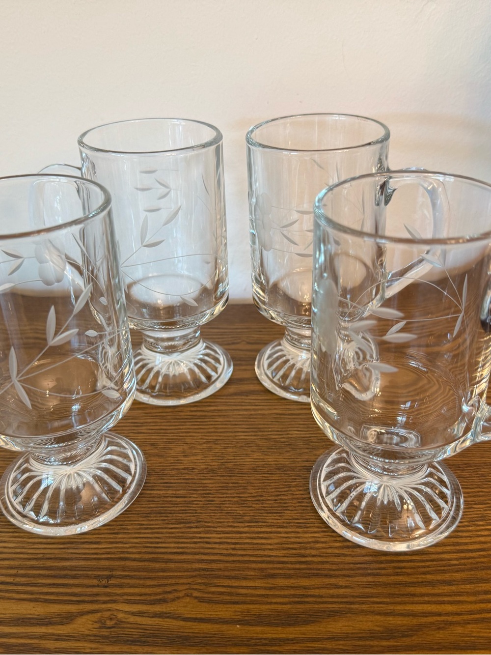 Vintage Princess House Heritage Etched Glass Irish Coffee Mugs – Set of 4 - EUC